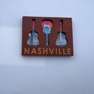 Nashville Guitar Souvenir Magnet Country Music City Wooden Fridge Decor NEW